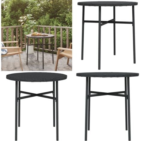 Beistelltisch Schwarz 45 cm Poly Rattan - Gartentisch - Rundes Bistroset - Outdoor Möbel - Terrassenmöbeln - Esszimmergarnitur - Home & Living