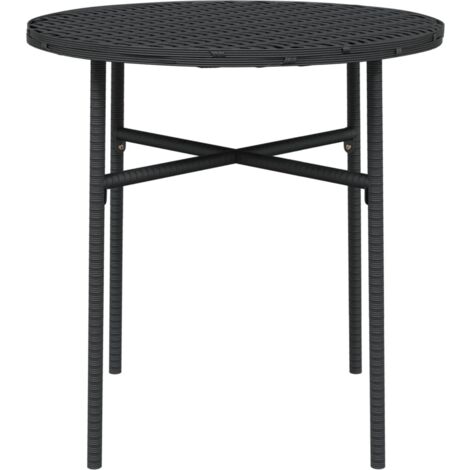 Beistelltisch Schwarz 45 cm Poly Rattan - Gartentisch - Rundes Bistroset - Outdoor Möbel - Terrassenmöbeln - Esszimmergarnitur - Home & Living