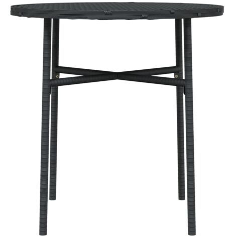 Beistelltisch Schwarz 45 cm Poly Rattan - Gartentisch - Rundes Bistroset - Outdoor Möbel - Terrassenmöbeln - Esszimmergarnitur - Home & Living