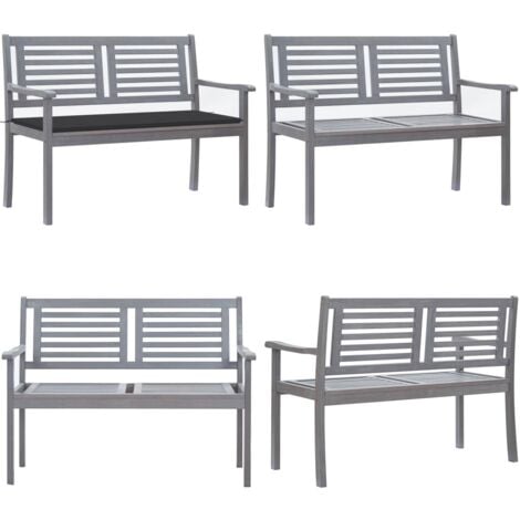 2SitzerGartenbank mit Auflage 120 cm Grau Eukalyptusholz Gartenbank