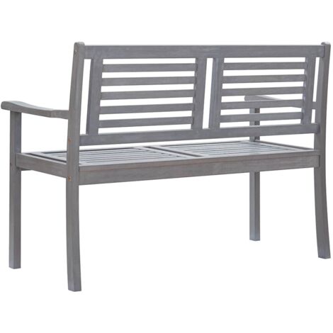 2SitzerGartenbank mit Auflage 120 cm Grau Eukalyptusholz Gartenbank