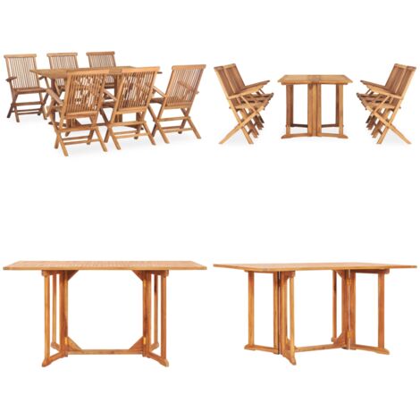 7tlg. GartenEssgruppe Klappbar Massivholz Teak GartenmöbelSet