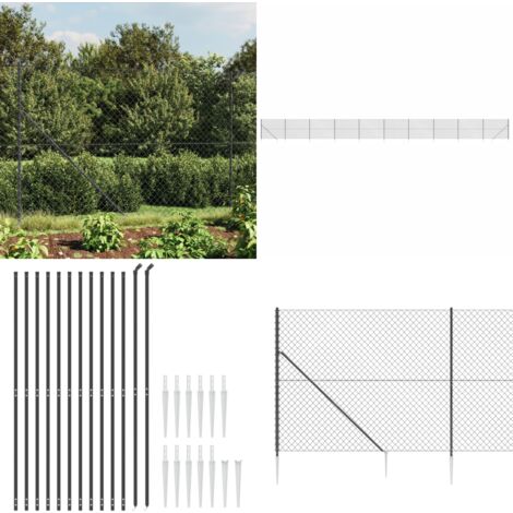 Maschendrahtzaun mit Bodenhülsen Anthrazit 1,6x25 m - Maschendrahtzaun - Gartenzaun - Sicherheitszaun - Hundezaun - Terrassenabgrenzung - Home & Living (1/5)