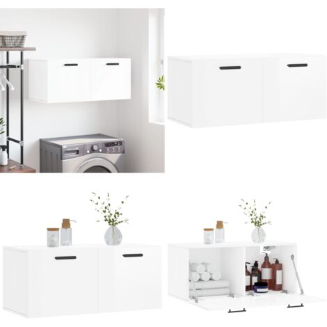 ZEYUAN Wandschrank Hochglanz Weiß - 100cm Aufsatzschrank Für Bad & Küche