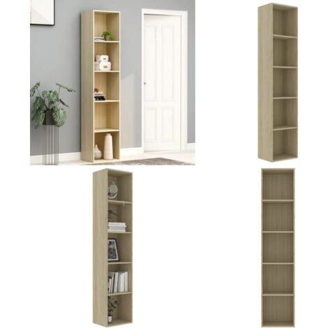 Homiuse Bücherregal Sonoma-Eiche - 80x24x186cm Würfelregal Mit 6 Fächern