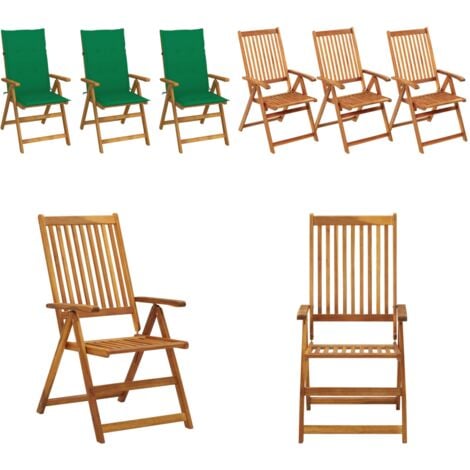 Klappbare Gartenstühle 3 Stk. mit Auflagen Massivholz Akazie Holz