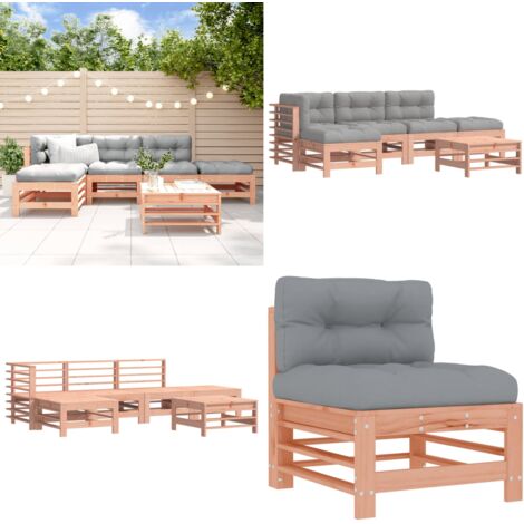 6tlg. GartenLoungeSet mit Kissen Massivholz Douglasie Gartenmöbel