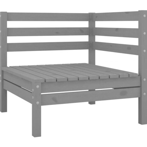 GartenEcksofas 2 Stk. Grau Massivholz Kiefer Gartensessel