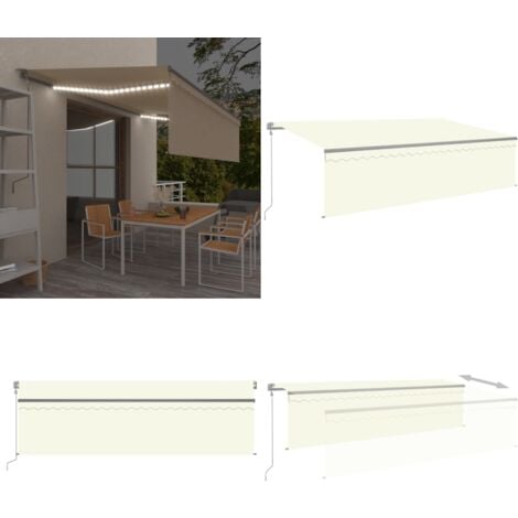 Markise Automatisch mit Rollo LED Windsensor 5x3 m Creme Alu Markise