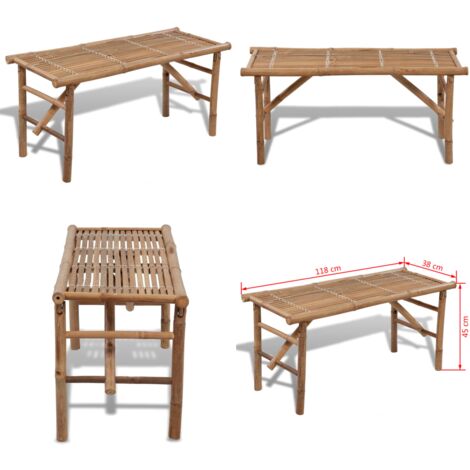Gartenbank Klappbar 118 cm Bambus Bambus Sitzgelegenheit Gartenbank