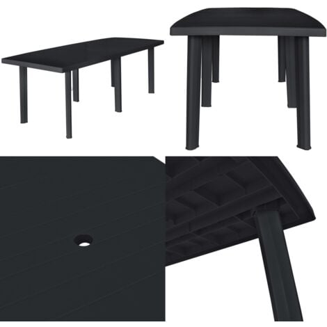 Gartentisch Anthrazit 216x90x72 cm Kunststoff Gartentisch