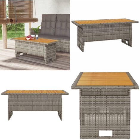 Gartentisch Grau 100x50x43/63 cm Akazienholz & Poly Rattan