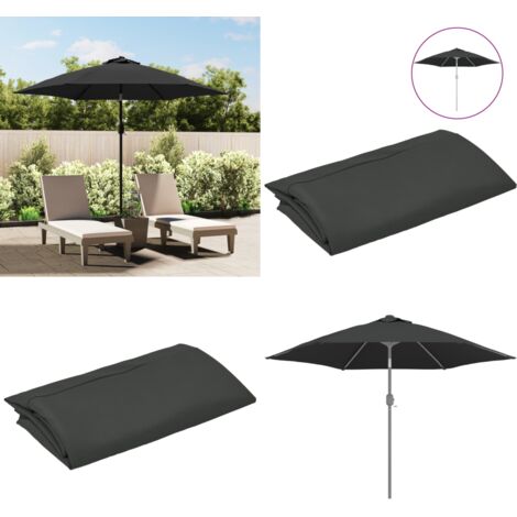 Ersatzbezug für Sonnenschirm Anthrazit 300 cm Ersatzstoff