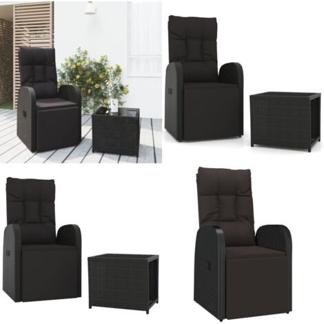 2tlg. GartenLoungeSet Schwarz Poly Rattan & Stahl Garten Lounge