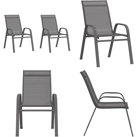 Stapelbare Gartenstühle 2 Stk. Grau Textilene Gartenstühle Stühle
