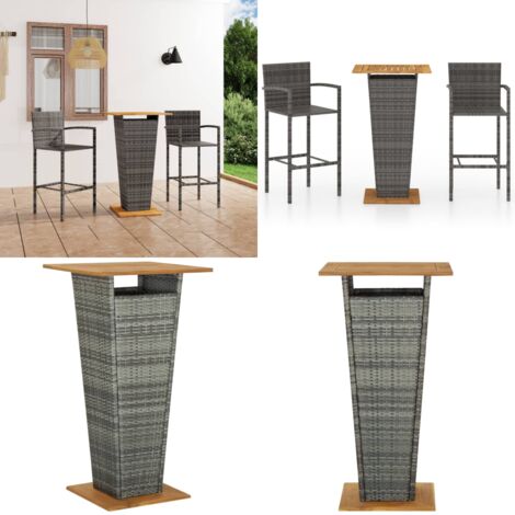 3tlg. GartenbarSet Grau GartenBar Set Garten BarSets Home