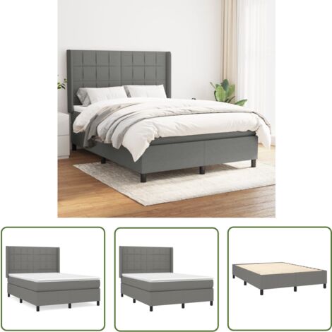 The Living Store Boxspringbett mit Matratze Dunkelgrau 140x190 cm Stoff - Boxspringbett - Doppelbett - Bettenrahmen - Lattenrost - Matratze (1/5)