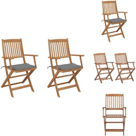 Klappbare Gartenstühle 2 Stk. mit Kissen Massivholz Akazie