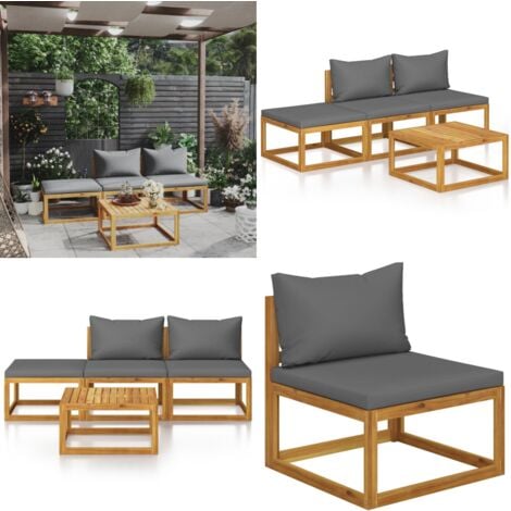 4tlg. GartenLoungeSet mit Auflagen Massivholz Akazie GartenLounge