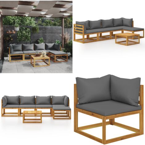 6tlg. GartenLoungeSet mit Auflagen Massivholz Akazie GartenLounge