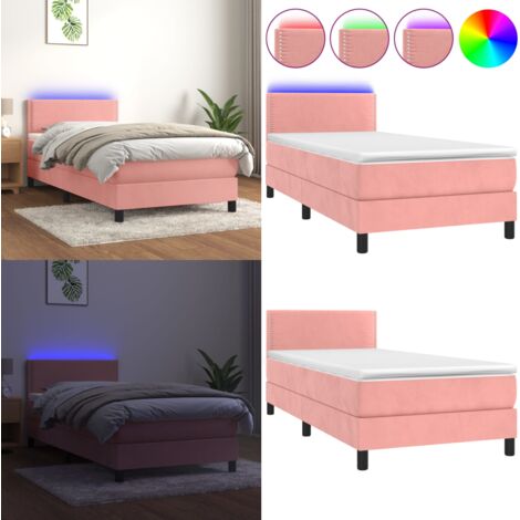 Boxspringbett Rosa Boxspringbett mit Matratze & LED Rosa 90x190 cm Samt - Boxspringbett ...