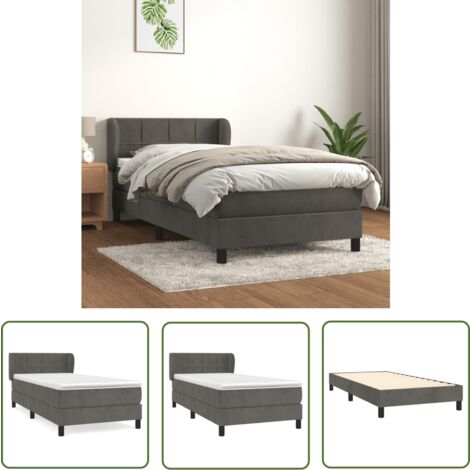 The Living Store Boxspringbett mit Matratze Dunkelgrau 100x200 cm Samt - Samtbett - Boxspringbett - Doppelbett - Bettenrahmen - Luxusbett (1/5)