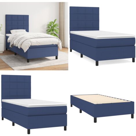Boxspringbett mit Matratze Blau 100x200 cm Stoff