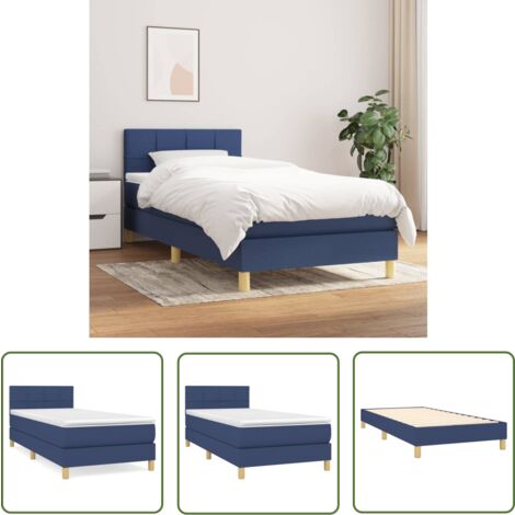 The Living Store Boxspringbett mit Matratze Blau 100x200 cm Stoff - Boxspringbett - Doppelbett - Schlafsystem - Blau - Bettrahmen (1/5)