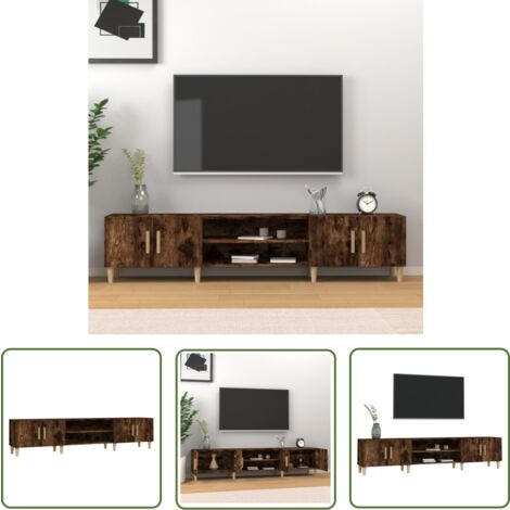 The Living Store TV-Schrank Räuchereiche 180x31,5x40 cm Holzwerkstoff - TV-Schrank - Holzmöbel - Wohnzimmerschrank - Regal - Fernsehtisch (1/5)