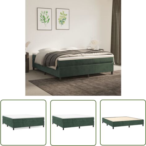 The Living Store Bettgestell ohne Matratze Dunkelgrün 180x200 cm Samt - Samtbett - Doppelbett - Boxspringbetten - Betten Gestell - Dunkgrünes Bett (1/5)
