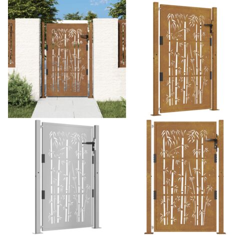 Gartentor 105x130 cm Cortenstahl Bambus-Design - Cortenstahltor - Gartentor  - Zaun - Edelstahltor - Sicherheitszaun - Home & Living