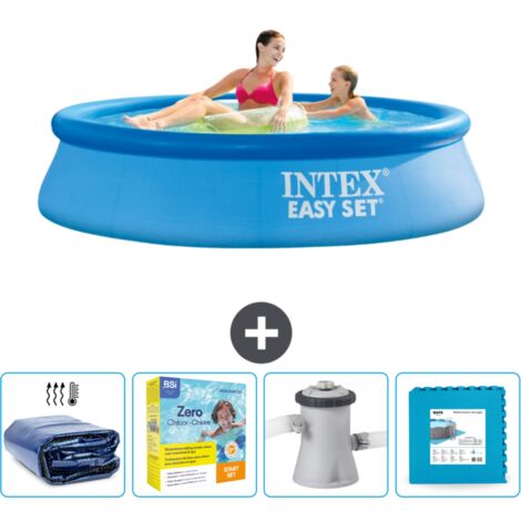 Intex runder aufblasbarer Easy Set-Pool – 244 x 61 cm – Blau – im Lieferumfang enthalten Accessoire CB9 (1/5)