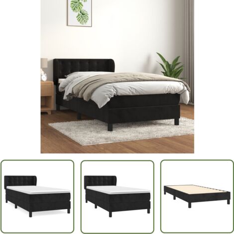 The Living Store Boxspringbett mit Matratze Schwarz 80x200 cm Samt - Samtbett - Boxspringbett - Doppelbett - Schlafzimmermöbel - Luxusbett (1/5)