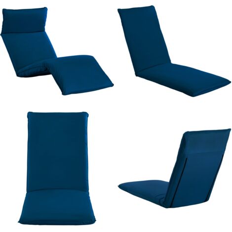 Liegestuhl Bambus Und Canvas Marineblau - Bambus Sessel - Gartenstuhl
