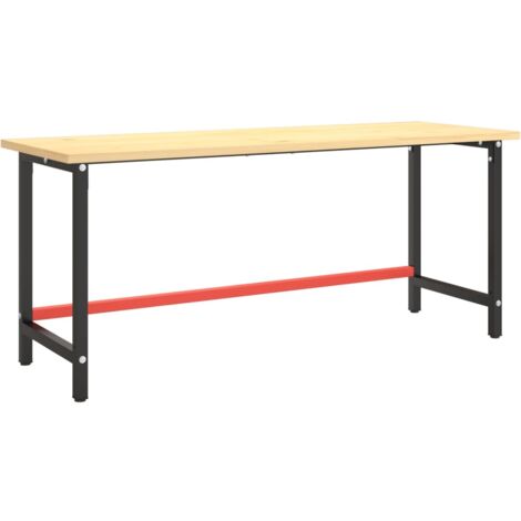 Werkbankgestell Mattschwarz und Mattrot 180x57x79 cm Metall - Metall Gestell - Werkbankgestell - Tischgestell - Robustes Gestell - Pulverbeschichtete Oberfläche - Home & Living