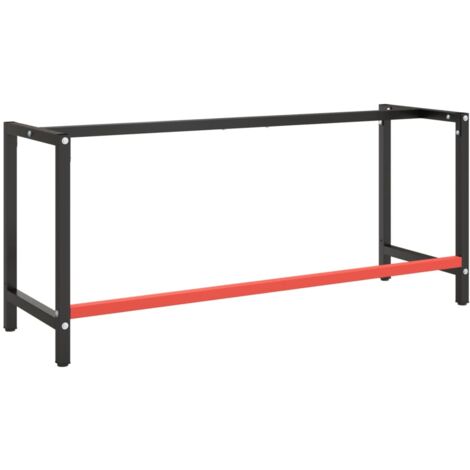 Werkbankgestell Mattschwarz und Mattrot 180x57x79 cm Metall - Metall Gestell - Werkbankgestell - Tischgestell - Robustes Gestell - Pulverbeschichtete Oberfläche - Home & Living