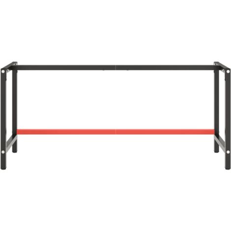 Werkbankgestell Mattschwarz und Mattrot 180x57x79 cm Metall - Metall Gestell - Werkbankgestell - Tischgestell - Robustes Gestell - Pulverbeschichtete Oberfläche - Home & Living