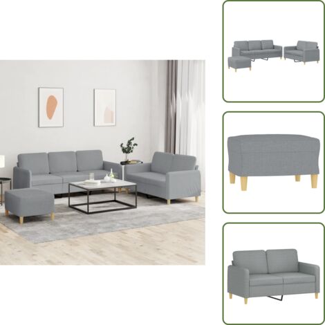 Willood 2-TLG Sofagarnitur Hellgrau - 2+3 Sitzer Mit Kissen