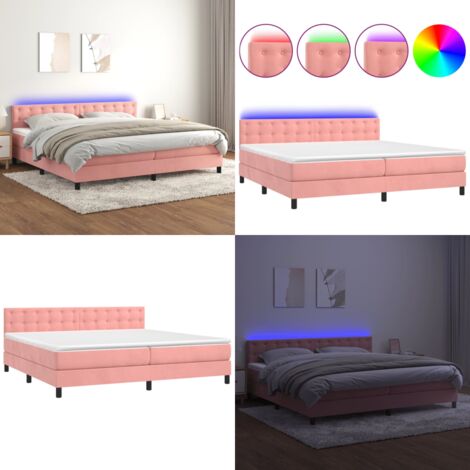 Boxspringbett Rosa Boxspringbett mit Matratze & LED Rosa 200x200 cm Samt - Boxspringbett ...