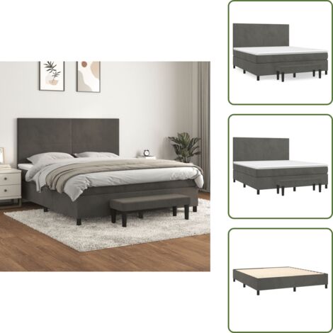 Boxspringbett mit Matratze Dunkelgrau 160x200 cm Samt - Samtbett - Boxspringbett - Doppelbett - Bettauflage - Nachttisch (1/5)