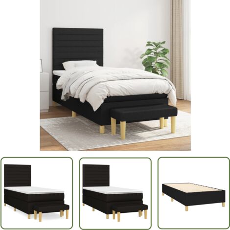 The Living Store Boxspringbett mit Matratze Schwarz 100x200 cm Stoff - Boxspringbett - Doppelbett - Schlafraumgestaltung - Bettenausstattung - Bettwaren (1/5)
