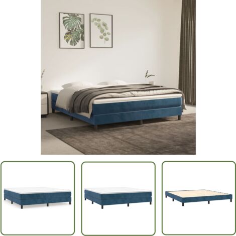 The Living Store Boxspringbett mit Matratze Dunkelblau 160x200 cm Samt - Samtbett - Boxspringbett - Doppelbett - Bettauflage - Matratze (1/5)