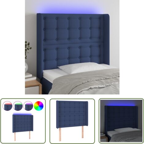 The Living Store LED Kopfteil Blau 83x16x118/128 cm Stoff - LED Kopfteil - Bett Kopfteil - Kopfteil Blau - Beleuchtung Kopfteil - Modernes Kopfteil (1/5)