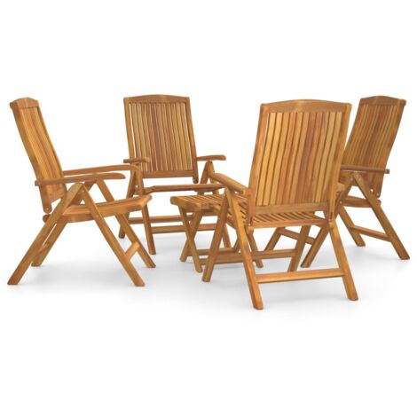 5tlg. GartenLoungeSet Massivholz Teak Gartenmöbel Loungesessel