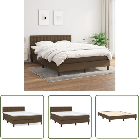 The Living Store Boxspringbett mit Matratze Dunkelbraun 140x200 cm Stoff - Boxspringbett - Doppelbett - Bettenrahmen - Schlafsofa - Lattenrost (1/5)