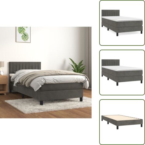 Boxspringbett mit Matratze Dunkelgrau 80 x 200 cm Samt