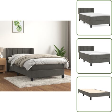 Boxspringbett mit Matratze Dunkelgrau 100x200 cm Samt