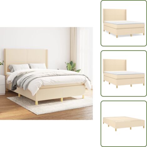 Boxspringbett mit Matratze Creme 140x190 cm Kunstleder