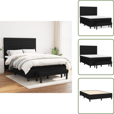Boxspringbett mit Matratze Schwarz 140x200 cm Stoff - Boxspringbett - Doppelbett - Schlafraum - Bettgestell - Bettauflage (1/5)