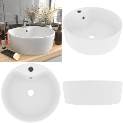 Sanicomfort Aufsatzwaschtisch OSIRIS 35,8cm | Runde Keramik Waschschale Gold Matt